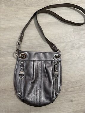 b. makowsky Metallic Gray Crossbody Bag